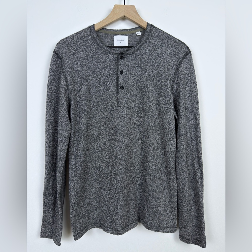 Billy Reid Henley Long Sleeve Shirt Gray Size M